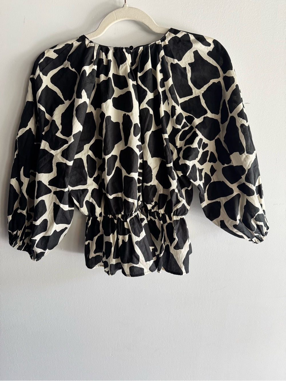 Zara Black and White Animal Print Peplum Blouse - S - Picture 2 of 3